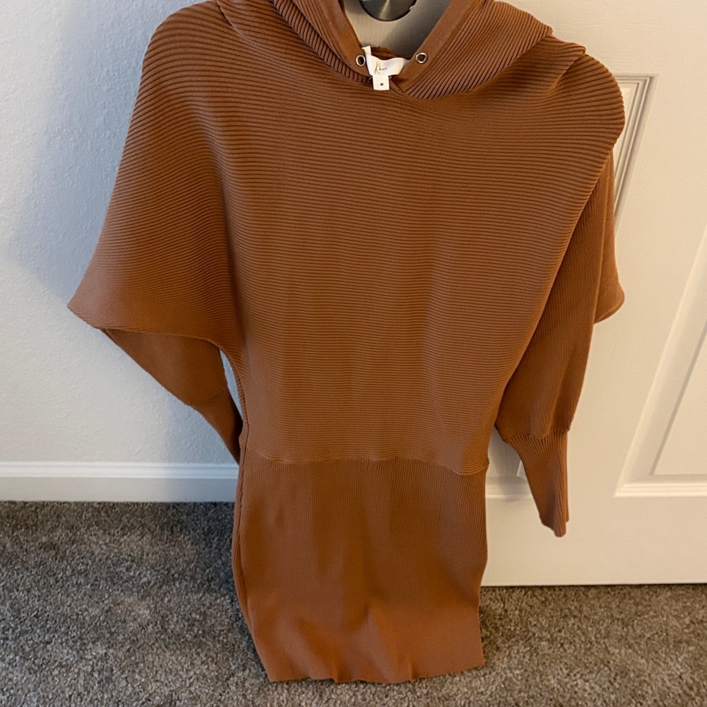 Mustard Hooded Sweater Dress